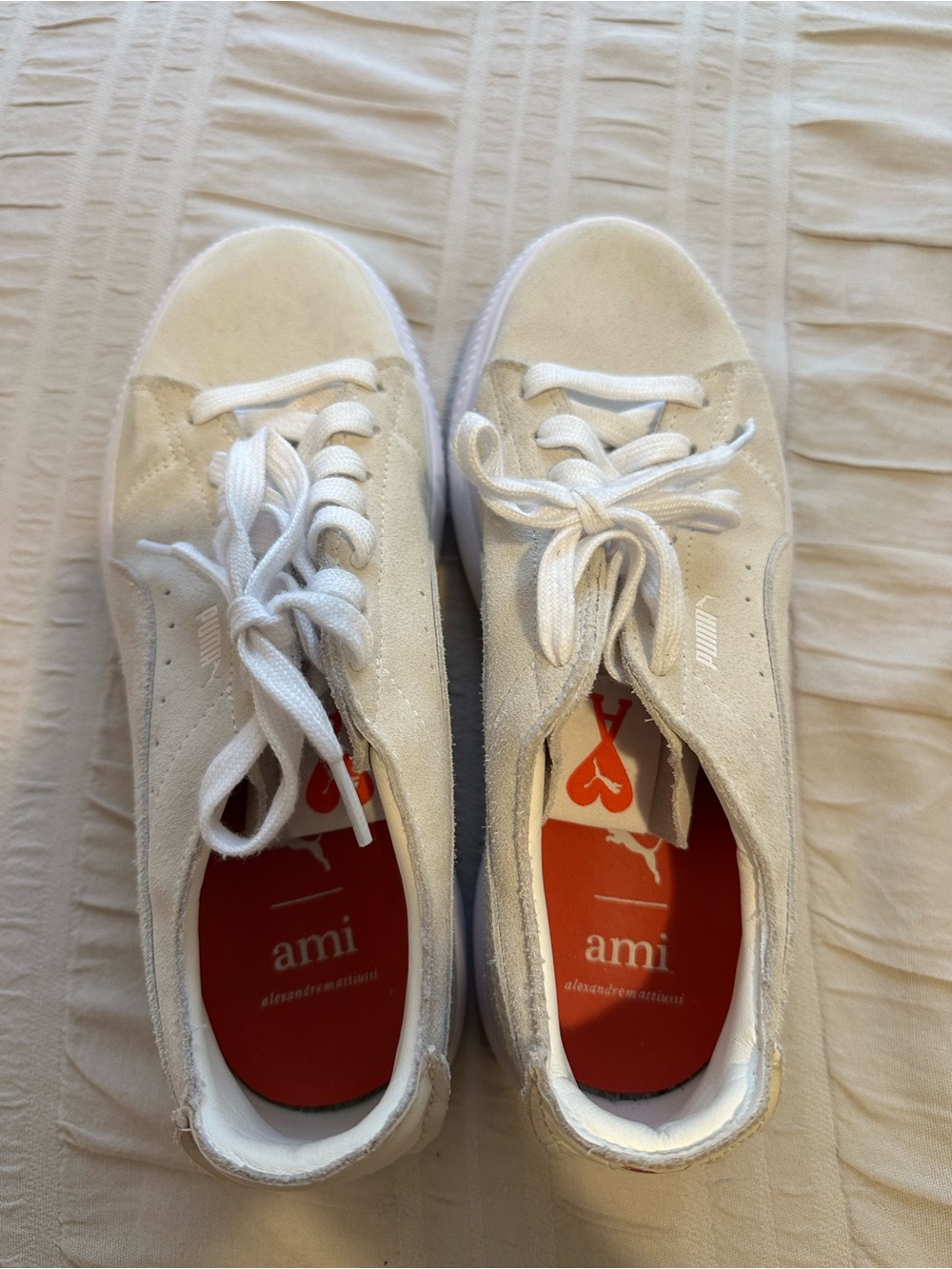 Puma x AMI Off-White Suede Low-Top Sneakers
